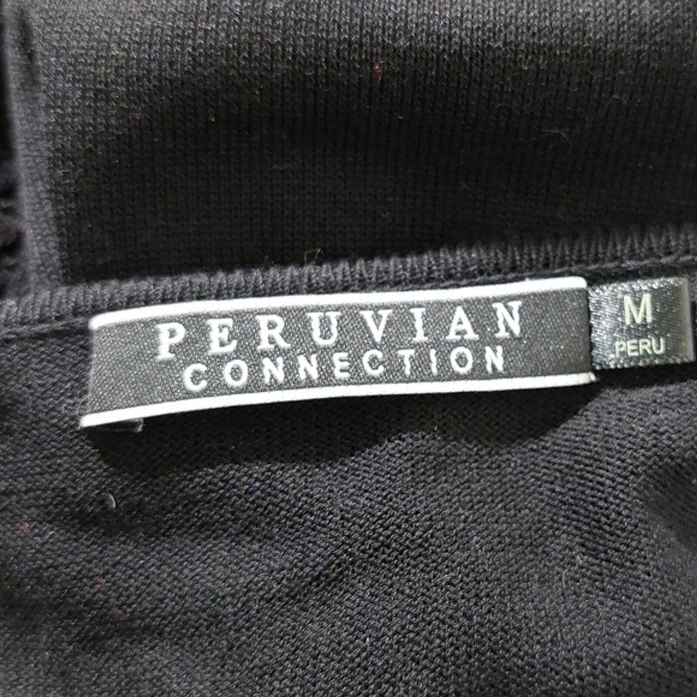 Peruvian Connection Black Open Knit Argyle Long Sleeve Dress Size M - Picture 7 of 10